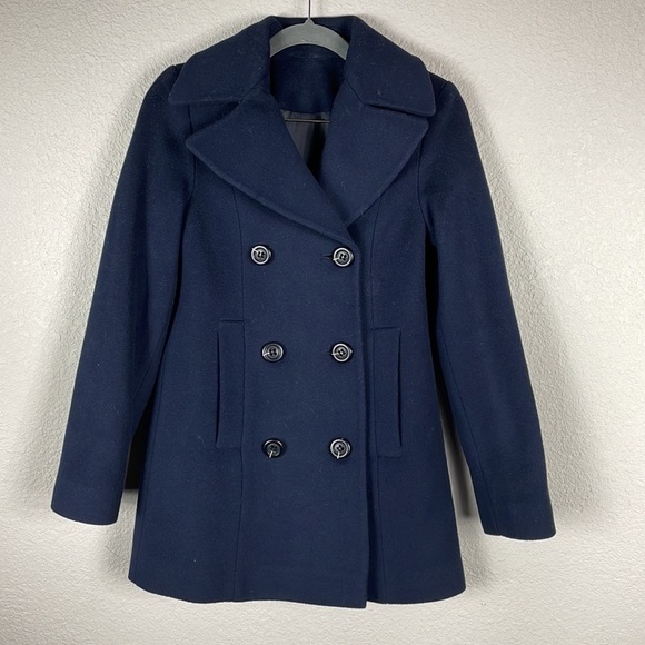 Fleurette Double Breasted 100% Wool Peacoat in Midnight Navy Blue Sz 2 - Picture 13 of 13